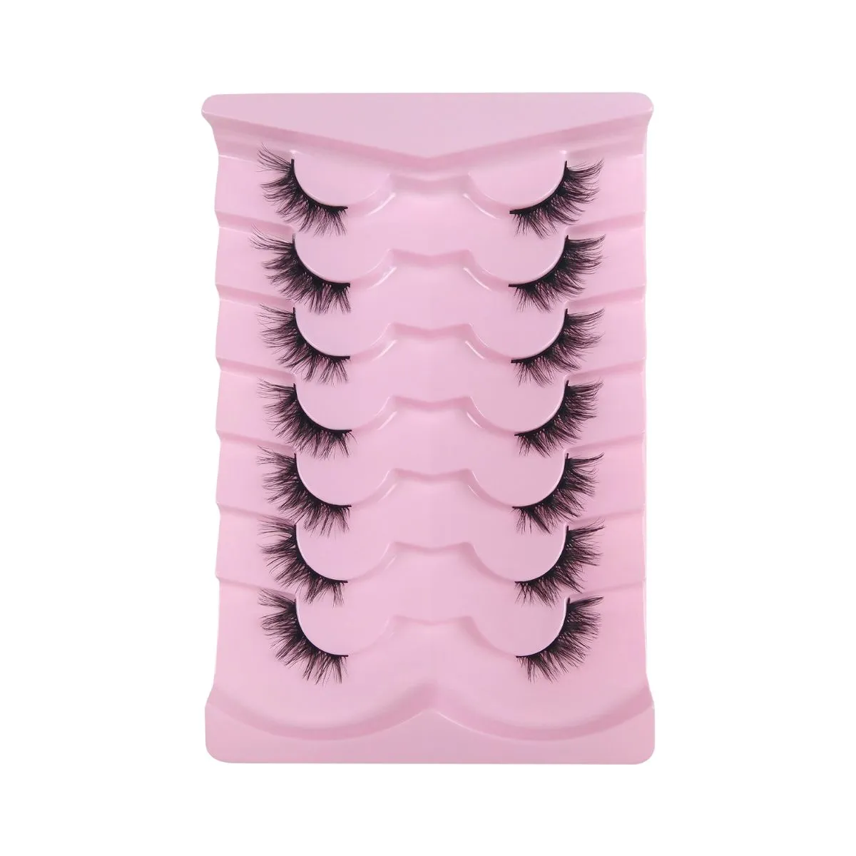 7 Pairs Fox Eye Half Lashes – Slanted Voluminous Curling Demi False Eyelashes, Fluffy Wispy 3/4 Corner Strip Lashes for Natural Foxy Look, Reusable Synthetic Lashes Pack